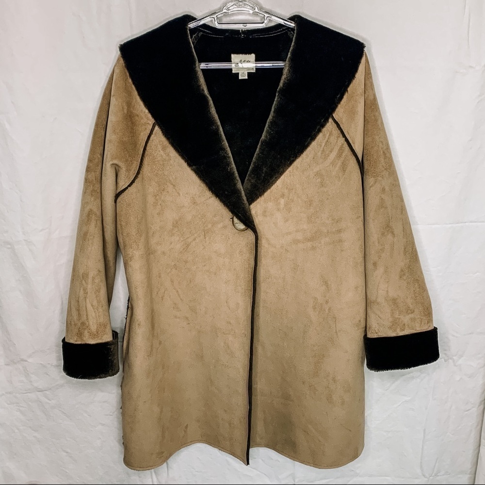 J.Jill Vegan Suede with Faux fur trim Coat - LP